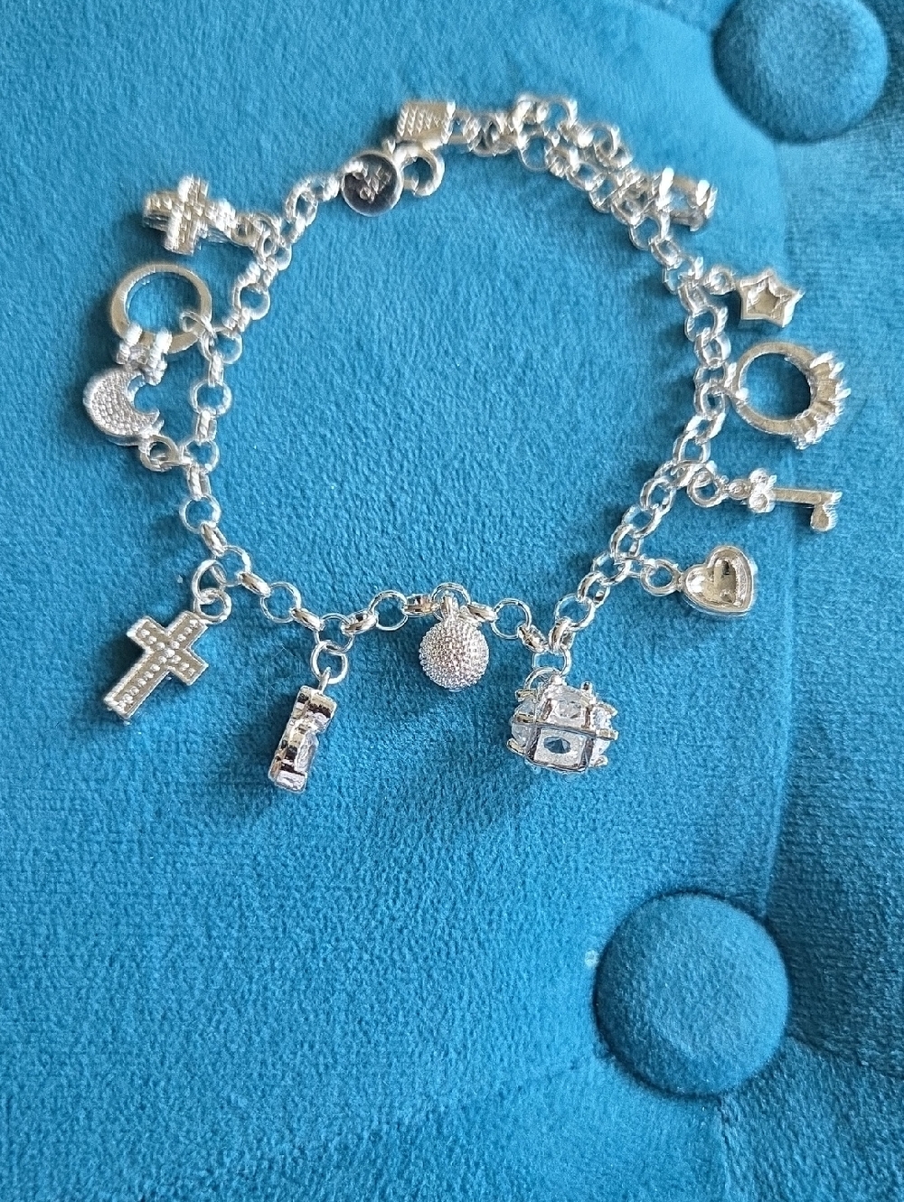 Silver Charm Bracelet with Mixed Charms